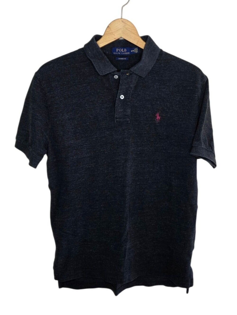 Polo Ralph Lauren Dark Charcoal Gray Short Sleeve Cotton Polo Burgundy Pony